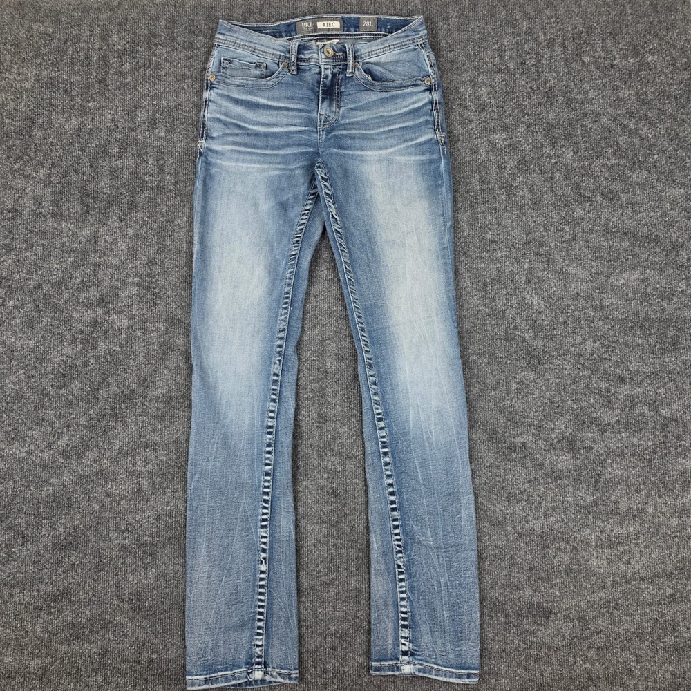 Buckle BKE Alec Straight Leg Jeans Men's 28L x34 Blue Light Wash Denim Stretch